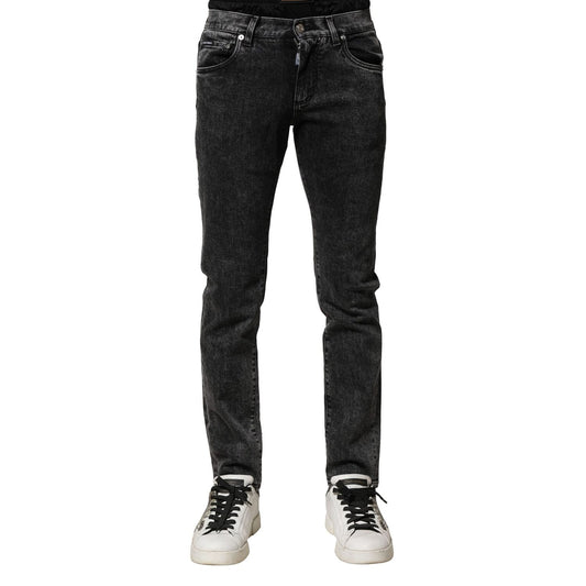 Dolce & Gabbana Black Washed Double Waistband Denim Jeans PAN74876-44