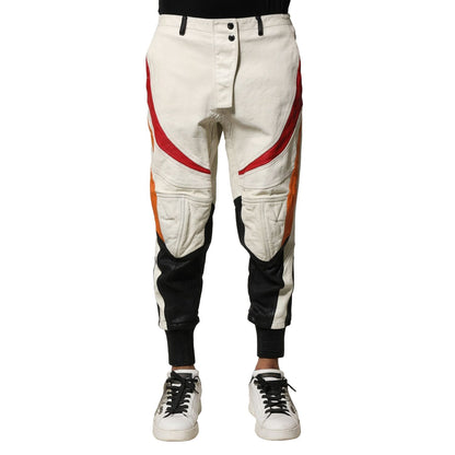 Dolce & Gabbana Multicolor Lambskin Tapered Men Pants