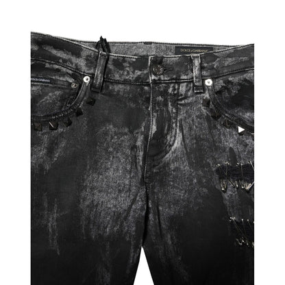 Dolce & Gabbana Black Washed Embellished Skinny Denim Jeans