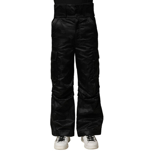 Dolce & Gabbana Black Nylon DG Logo Straight Pants PAN75788-44