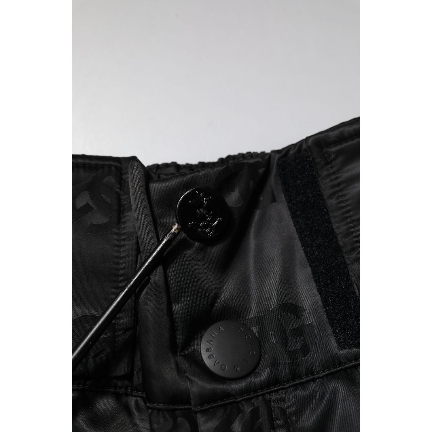 Dolce & Gabbana Black Nylon DG Logo Straight Pants