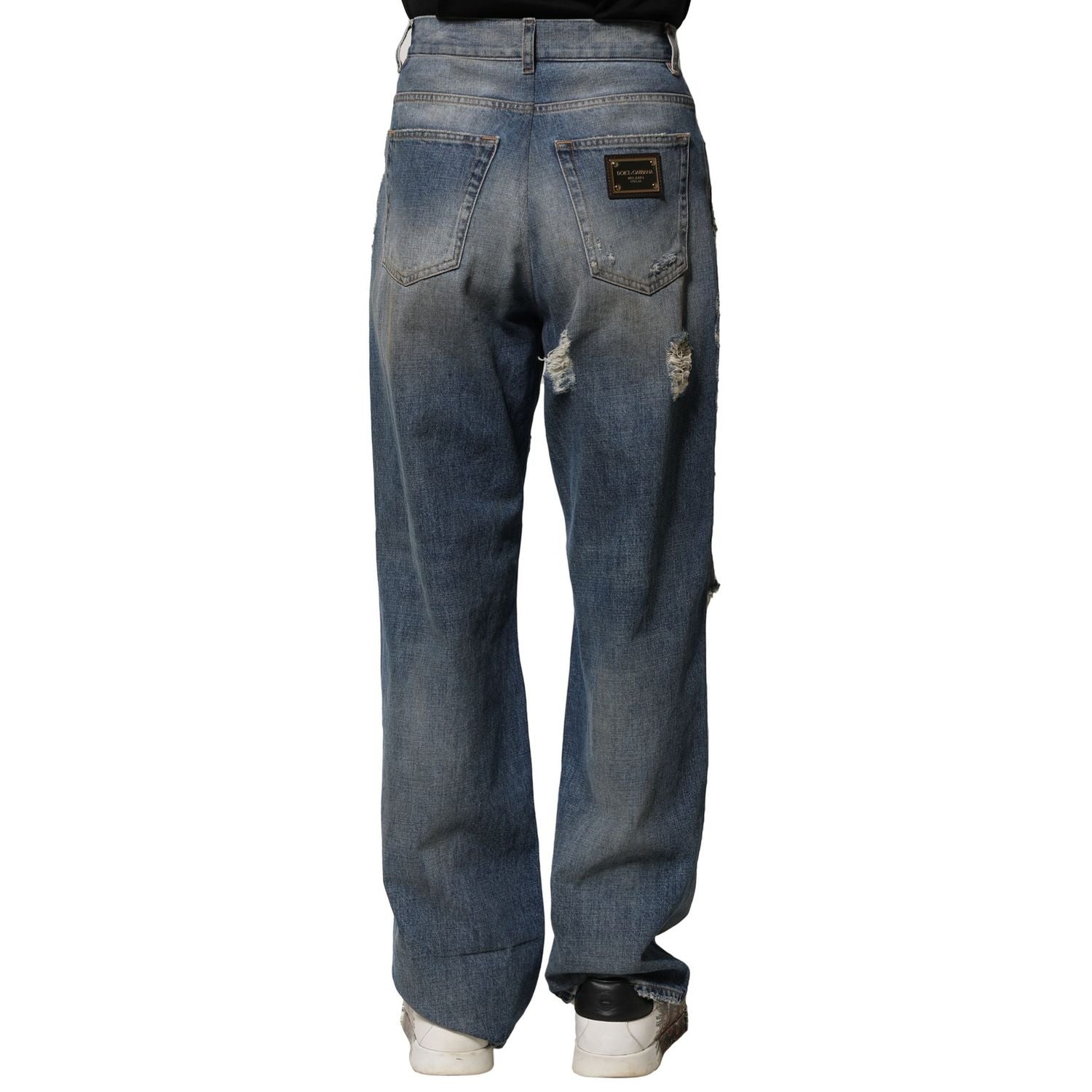 Dolce & Gabbana Blue Cotton Tattered Men Denim Jeans