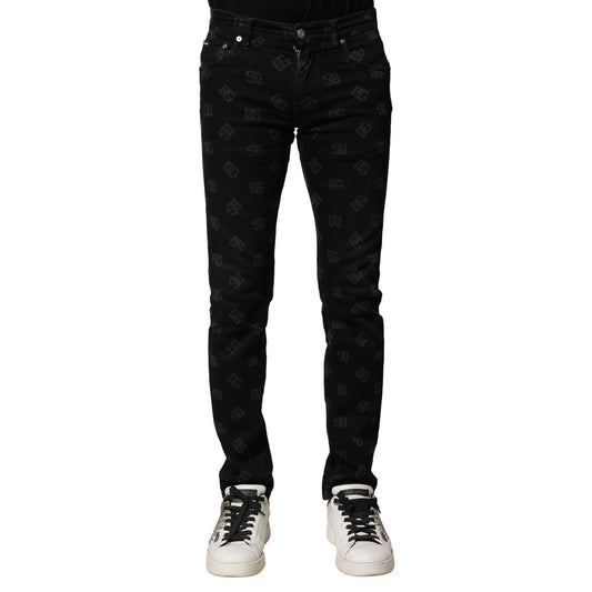Dolce & Gabbana Black Cotton DG Logo Skinny Men Denim Jeans PAN75910-46