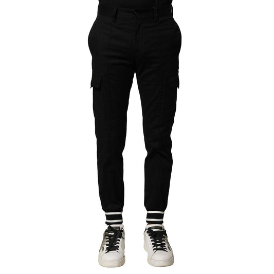 Dolce & Gabbana Black Cotton Cargo Joggers Men Pants PAN75933-44