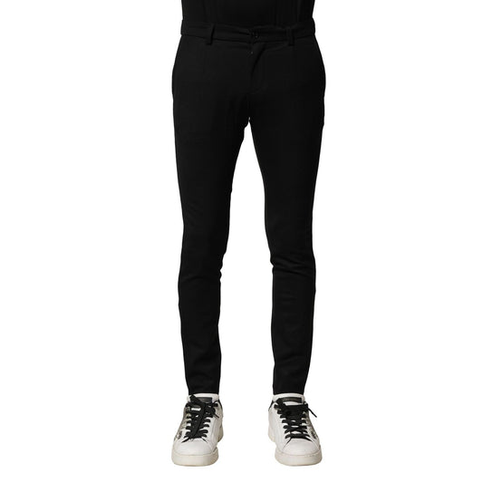 Dolce & Gabbana Black Wool Men Skinny Mid Waist Pants PAN76457-46