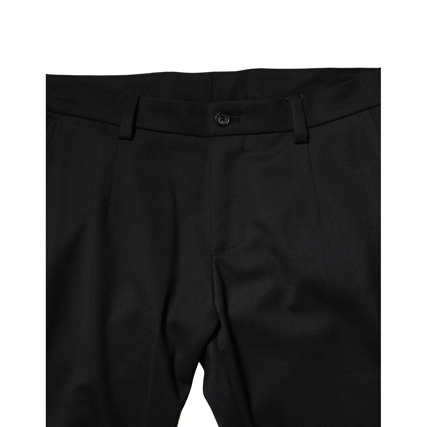 Dolce & Gabbana Black Wool Men Skinny Mid Waist Pants