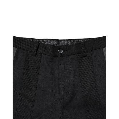 Dolce & Gabbana Black Gray Cotton Tapered Men Pants