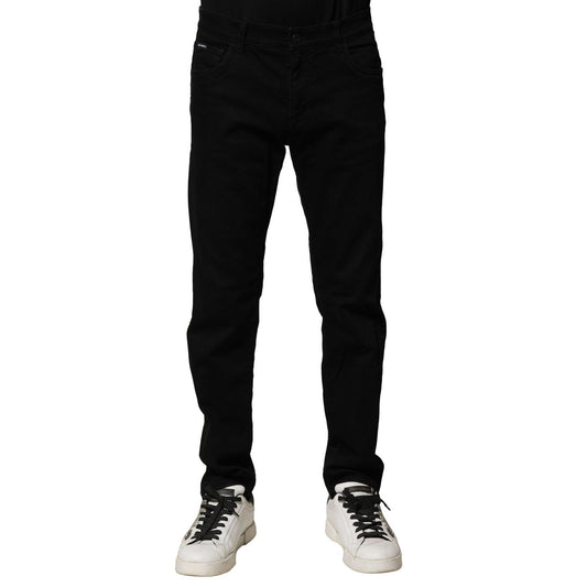 Dolce & Gabbana Black Cotton Tattered Slim Fit Men Denim Jeans PAN76521-50
