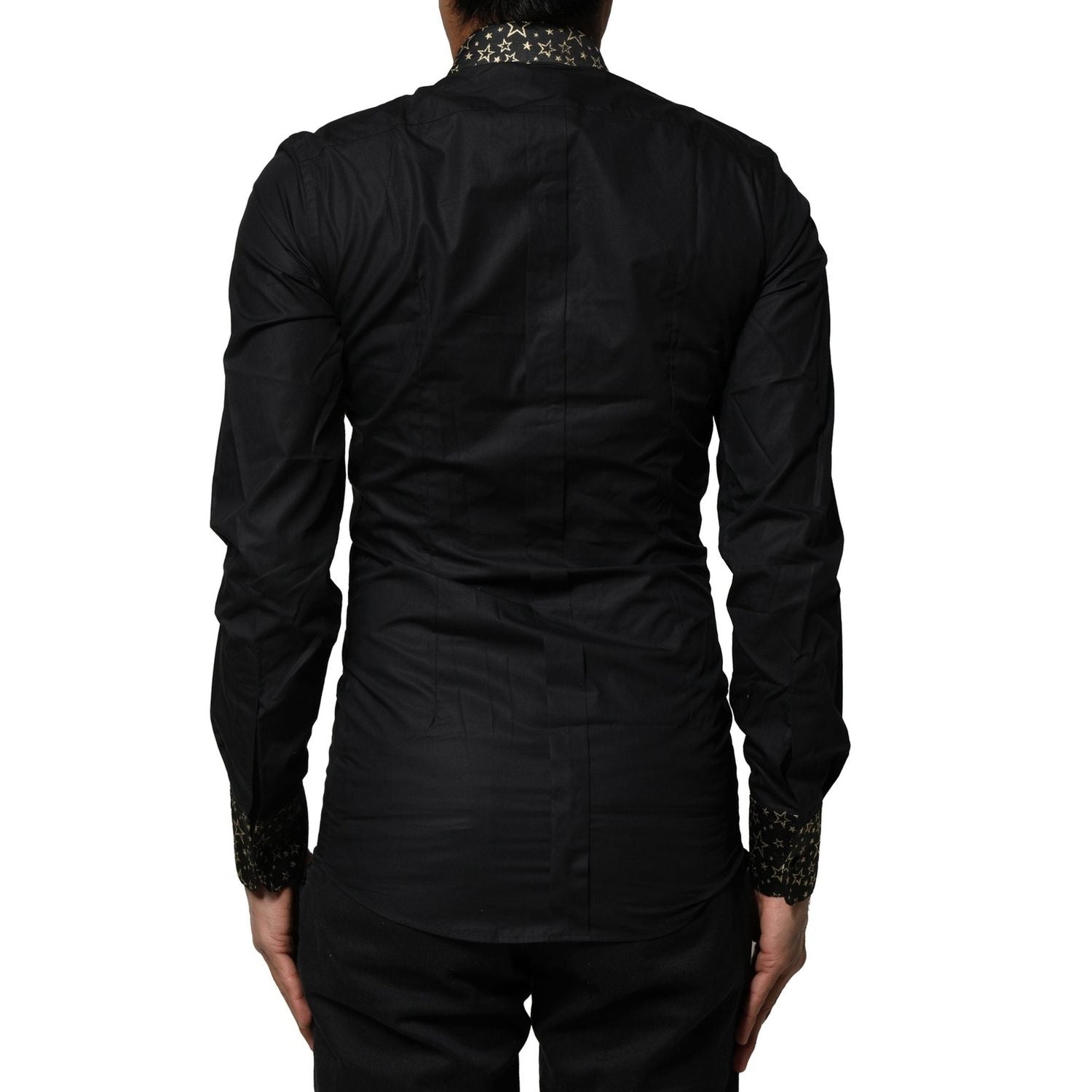 Dolce & Gabbana Black Cotton GOLD Long Sleeves Dress Shirt