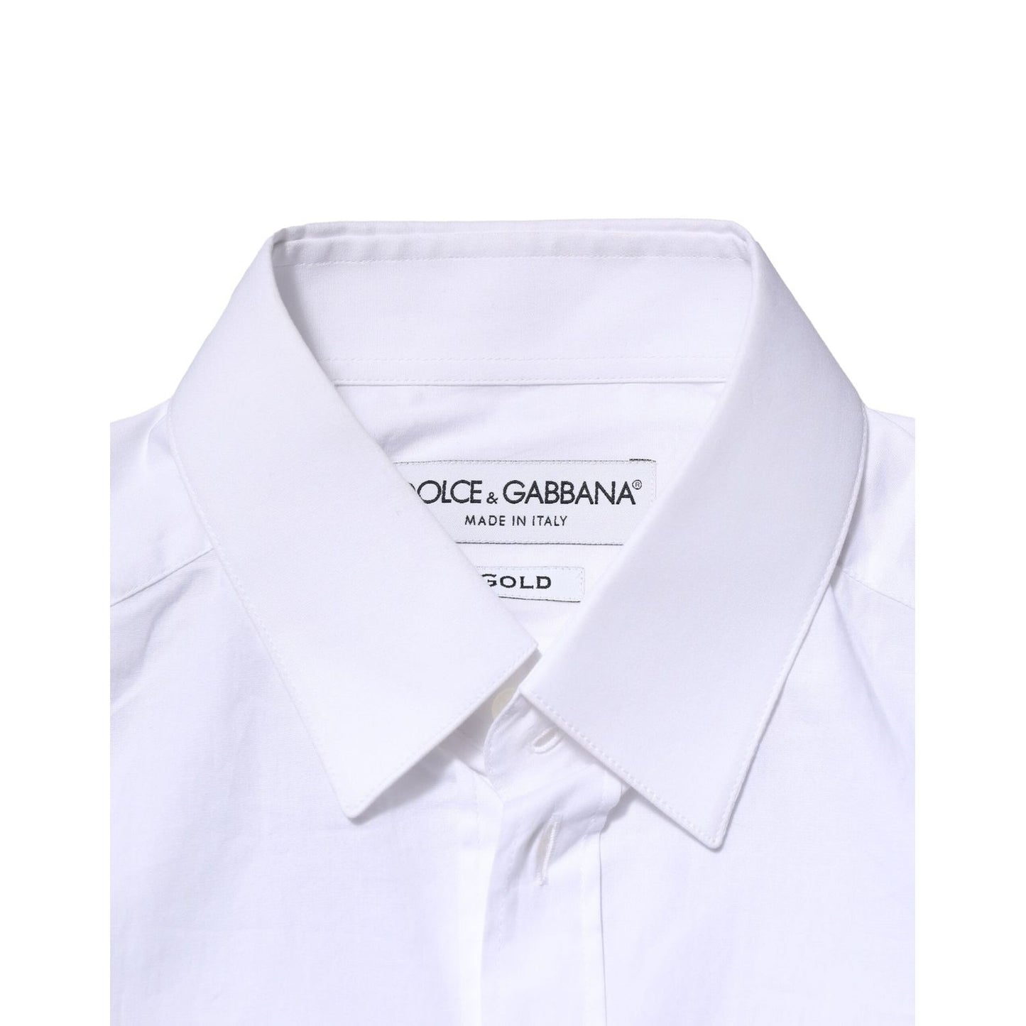 Dolce & Gabbana White Cotton GOLD Long Sleeves Dress Shirt