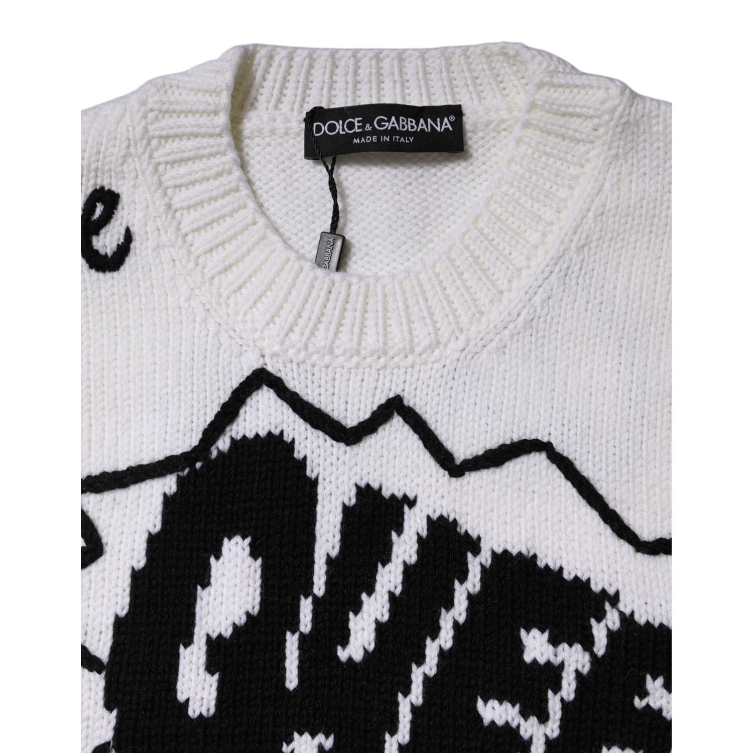 Dolce & Gabbana White Wool Knit Crew Neck Pullover Sweater