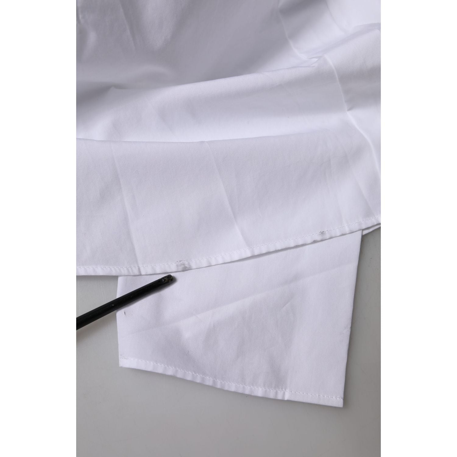 Dolce & Gabbana White Cotton Collared Short Sleeves Top