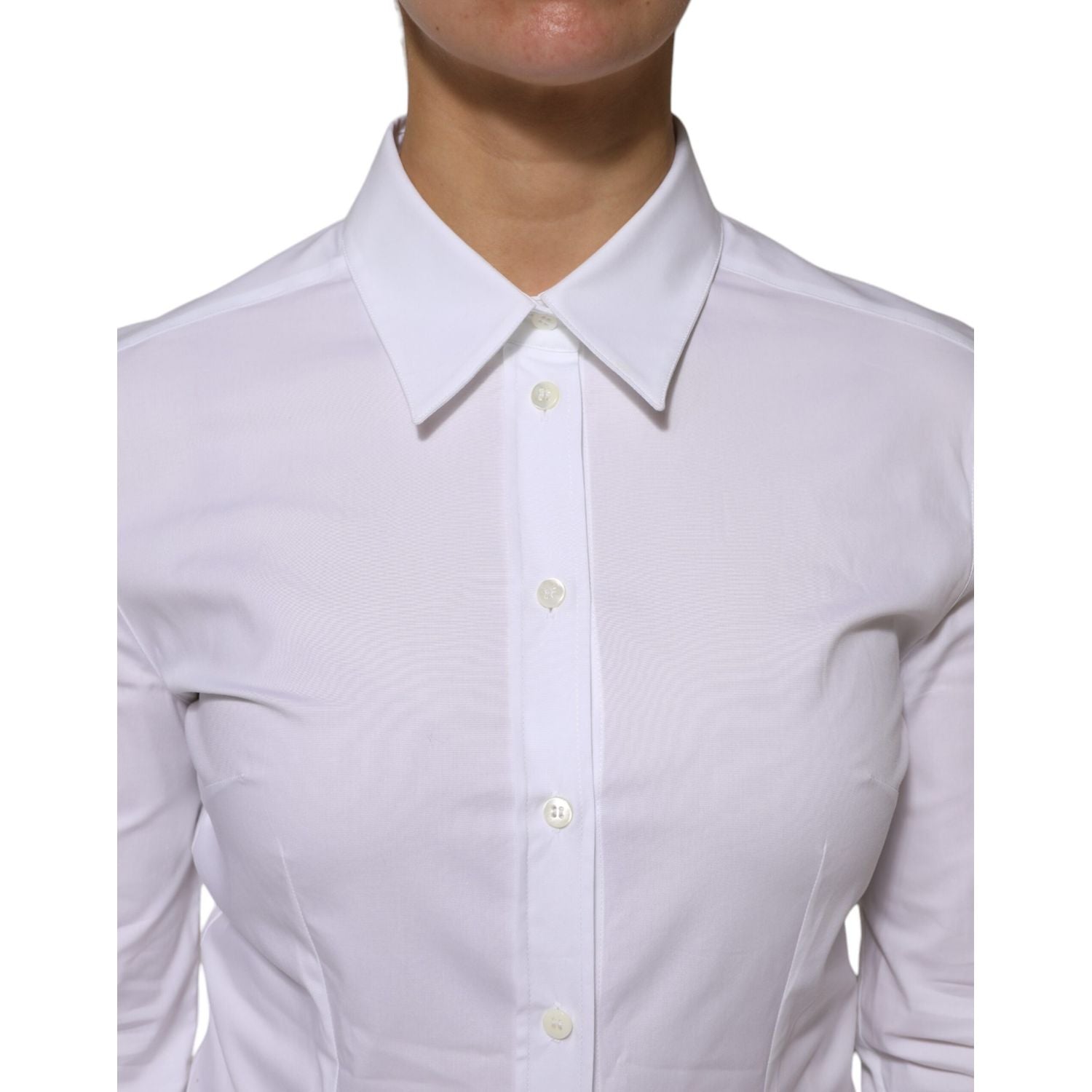 Dolce & Gabbana White Cotton Collared Long Sleeves Shirt Top