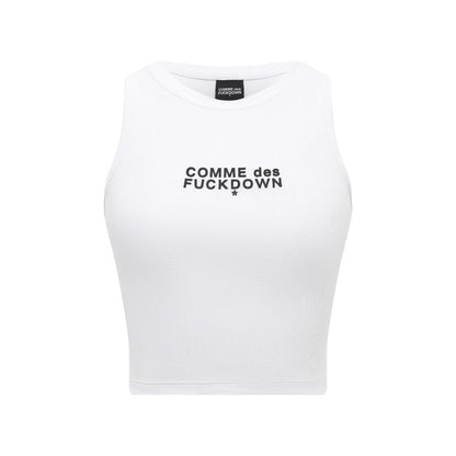 Comme Des Fuckdown White Cotton Women Cropped T-Shirt