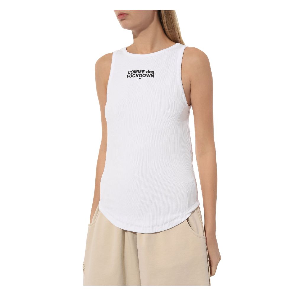 Comme Des Fuckdown White Cotton Women Top
