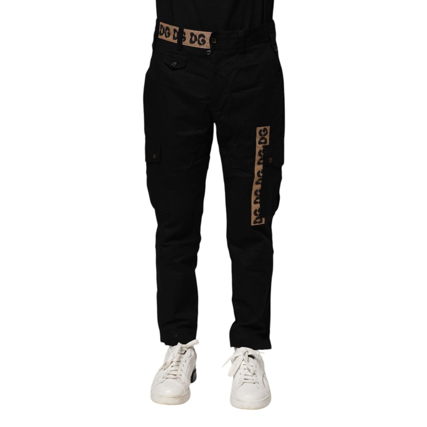 Dolce & Gabbana Black Cotton Cargo Casual Pants