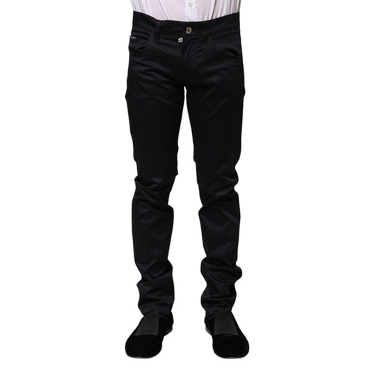Dolce & Gabbana Black Cotton Skinny Mid Waist Pants PAN74885-44