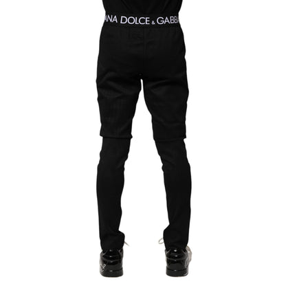 Dolce & Gabbana Black Nylon Skinny Men Jogger Pants