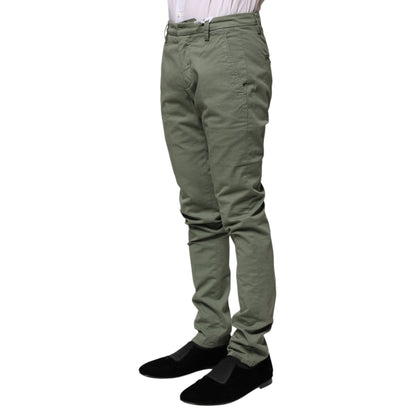 Dondup Green Mid Waist Skinny Fit Casual Pants