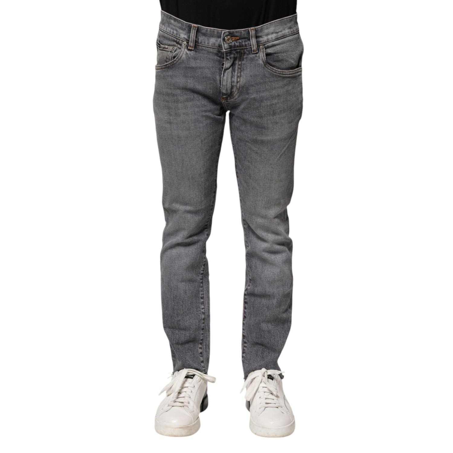 Dolce & Gabbana Gray Cotton Skinny Men Denim Jeans