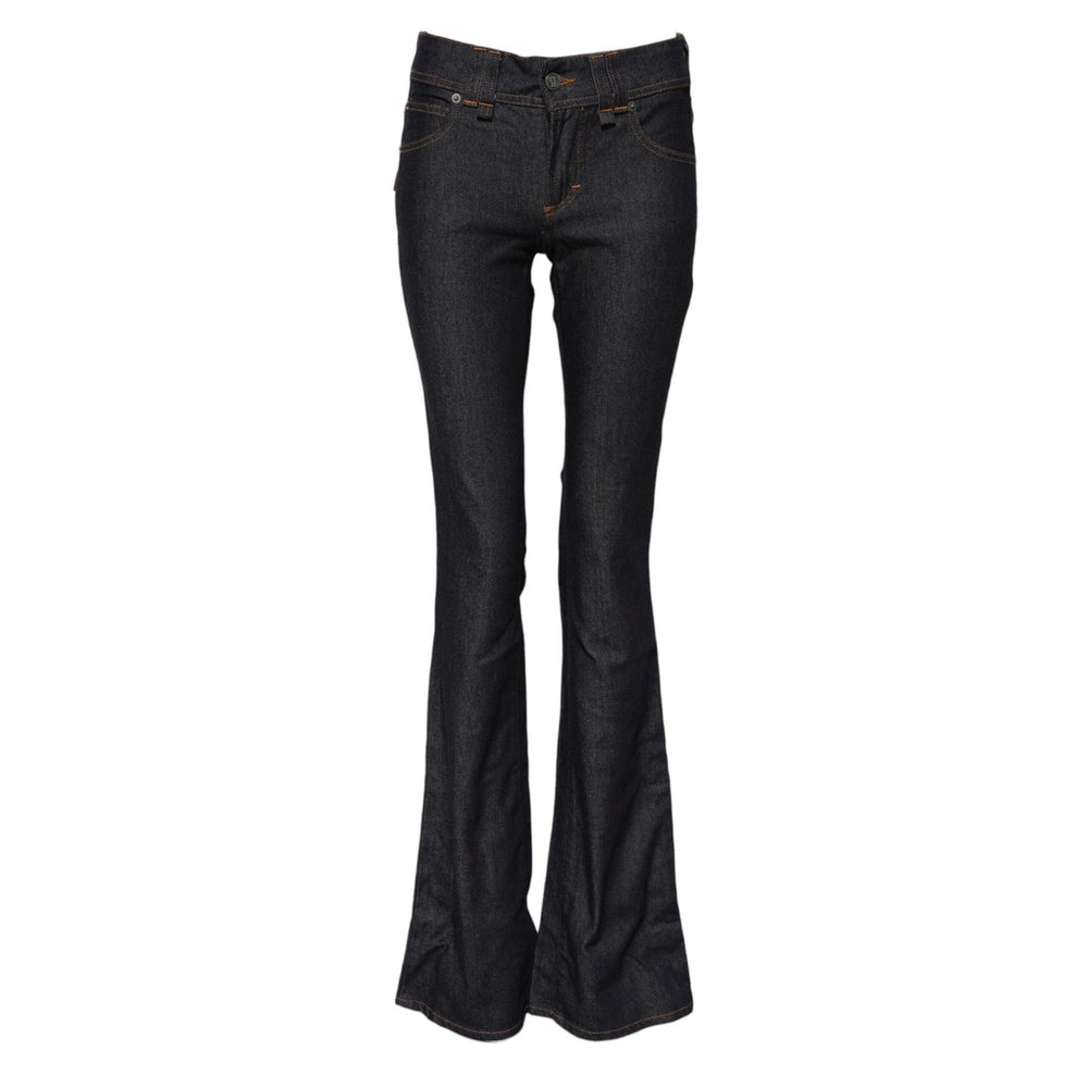 John Galliano Blue Mid Waist Cotton Wide Leg Denim Jeans