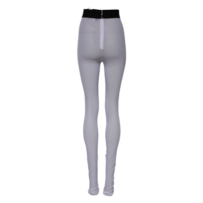 Dolce & Gabbana Gray Nylon DG Logo Mid Waisted Leggings Pants