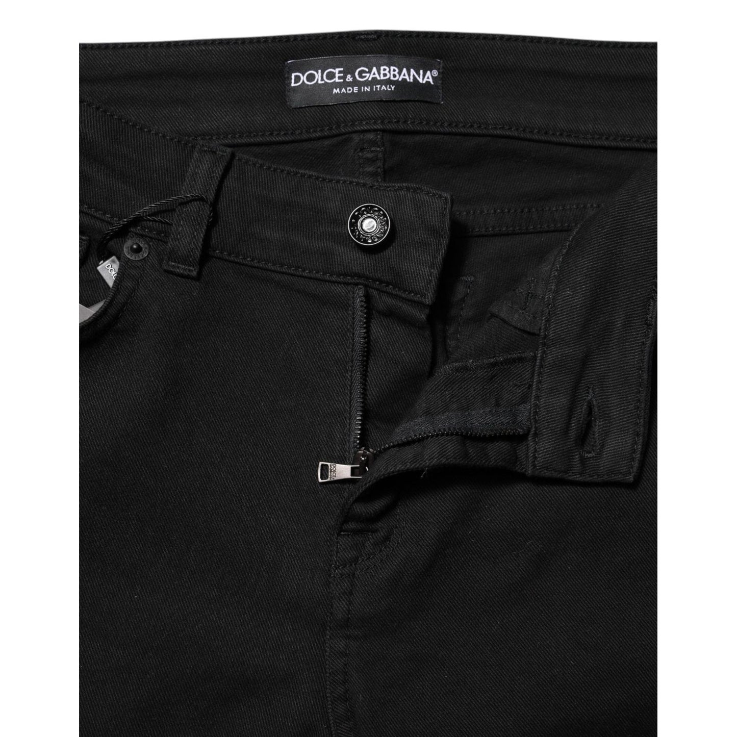Dolce & Gabbana Black Cotton Skinny Mid Waisted Denim Jeans