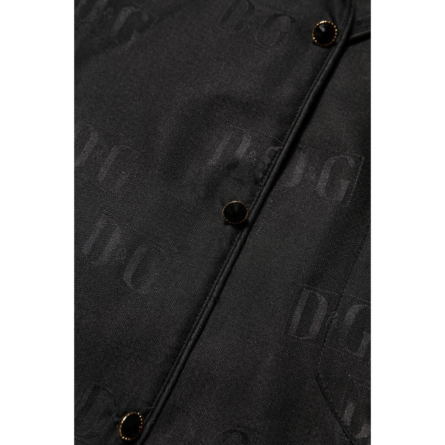 Dolce & Gabbana Black Silk DG Embroidery Long Sleeves Top