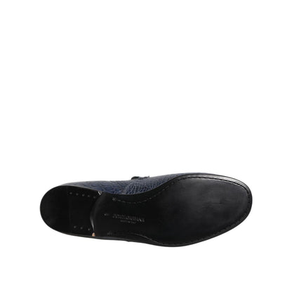 Dolce & Gabbana Blue Exotic Leather Slip On Loafers Men Dress Shoes