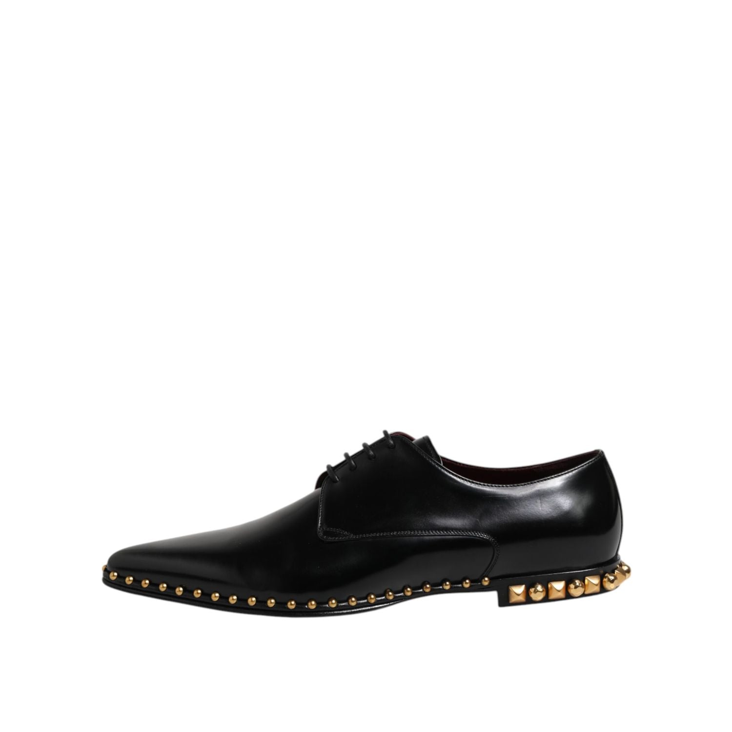 Dolce & Gabbana Black Leather Studded Derby Men Dress Shoes