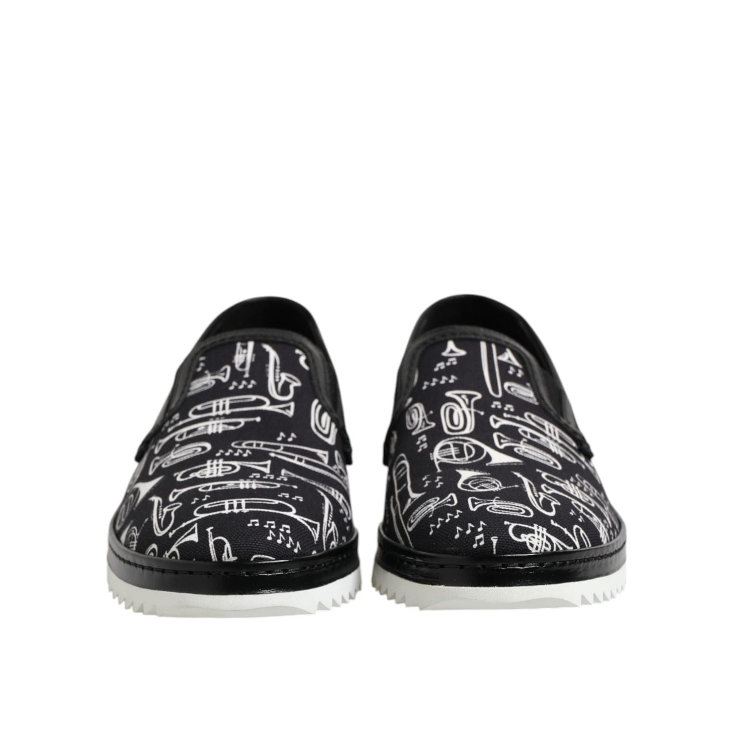 Dolce & Gabbana Black Slip On Printed Men Loafers Shoes