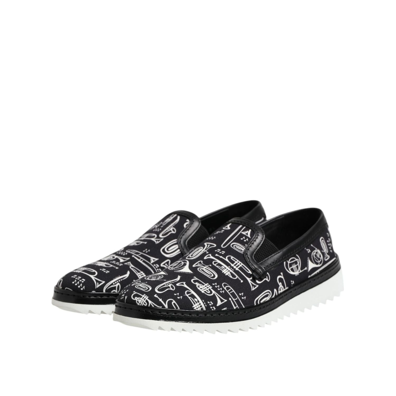 Dolce & Gabbana Black Slip On Printed Men Loafers Shoes