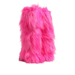 Dolce & Gabbana Pink Faux Fur Leather High Heels Boots Shoes