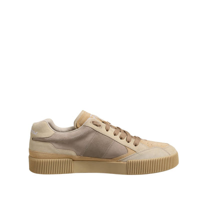 Dolce & Gabbana Beige Leather Low Top Lace Up Sneakers Shoes