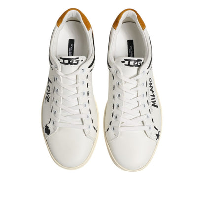 Dolce & Gabbana White Leather MILANO Low Top Sneakers Shoes