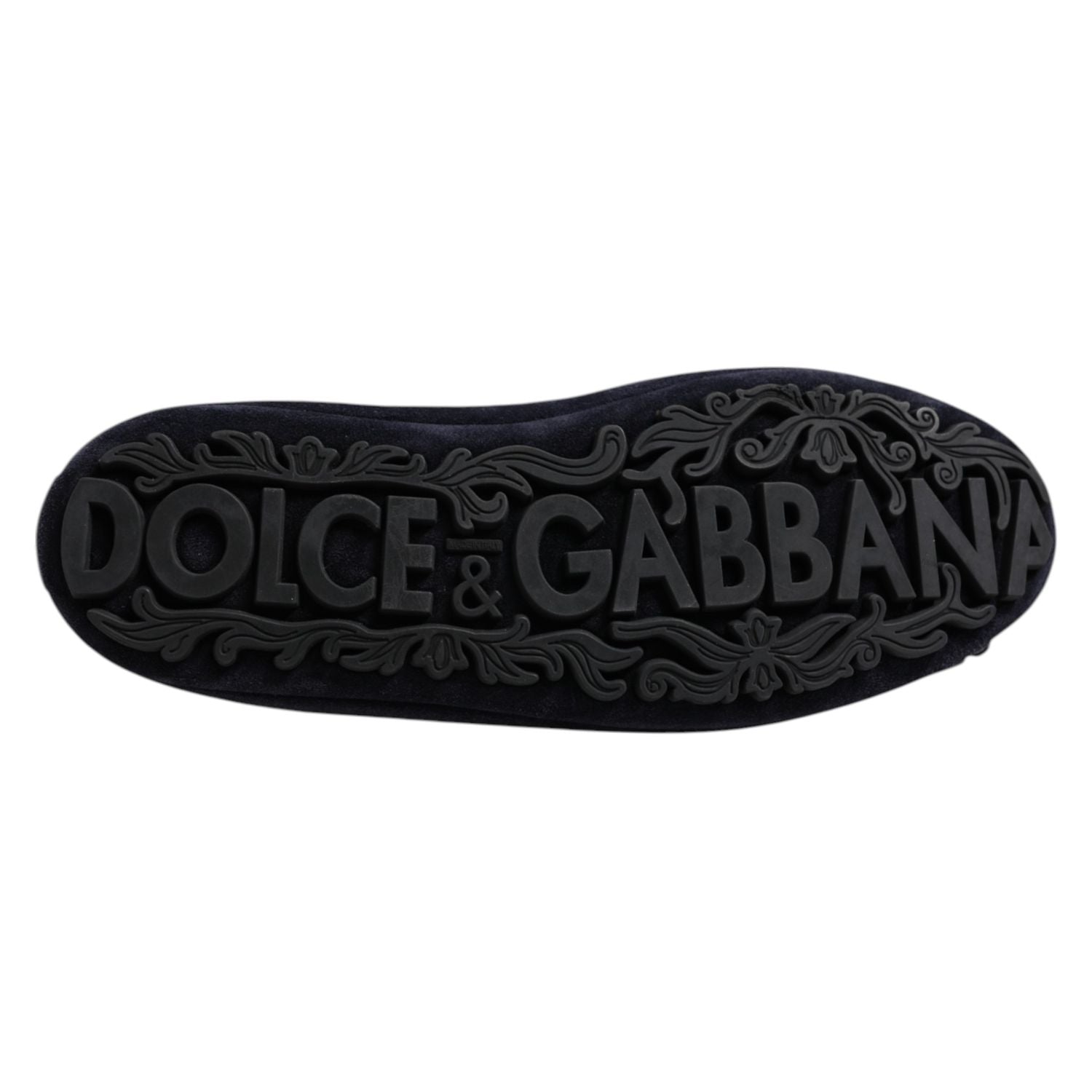 Dolce & Gabbana Blue Suede Crown Crystal Loafers Dress Shoes