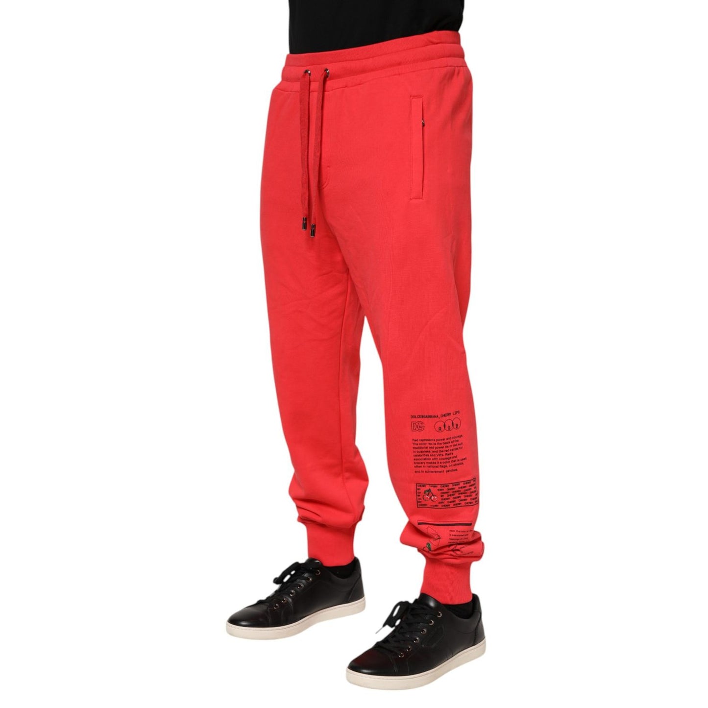 Dolce & Gabbana Red Cotton Men Jogger Sweatpants Pants