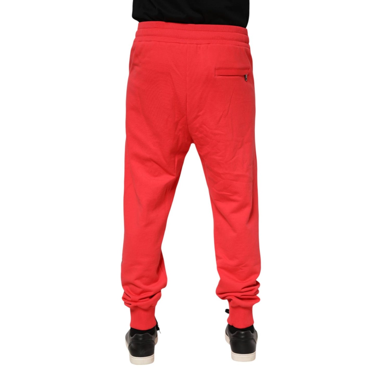 Dolce & Gabbana Red Cotton Men Jogger Sweatpants Pants