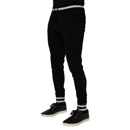 Dolce & Gabbana Black Cotton Men Jogger Sweatpants Pants