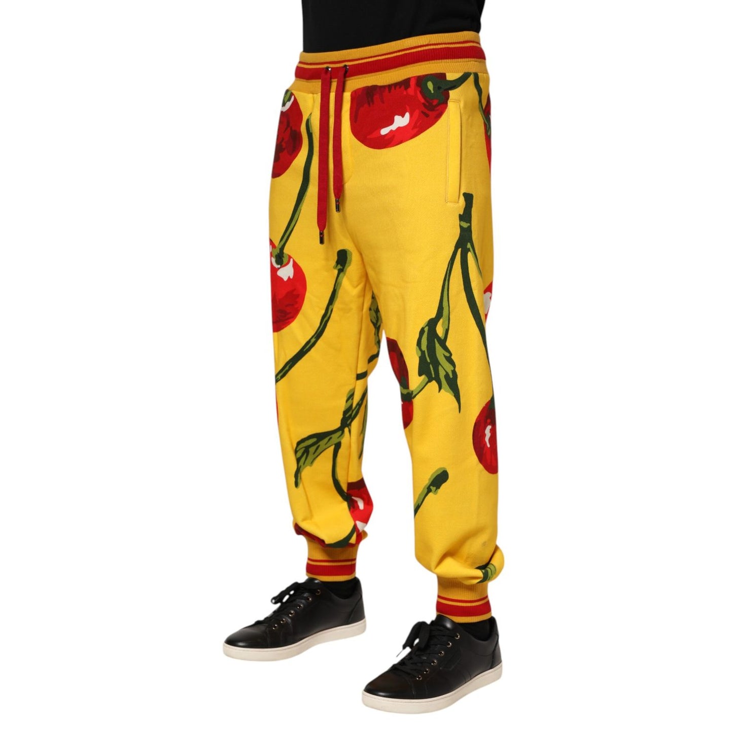 Dolce & Gabbana Yellow Cherry Print Jogger Sweatpants Pants