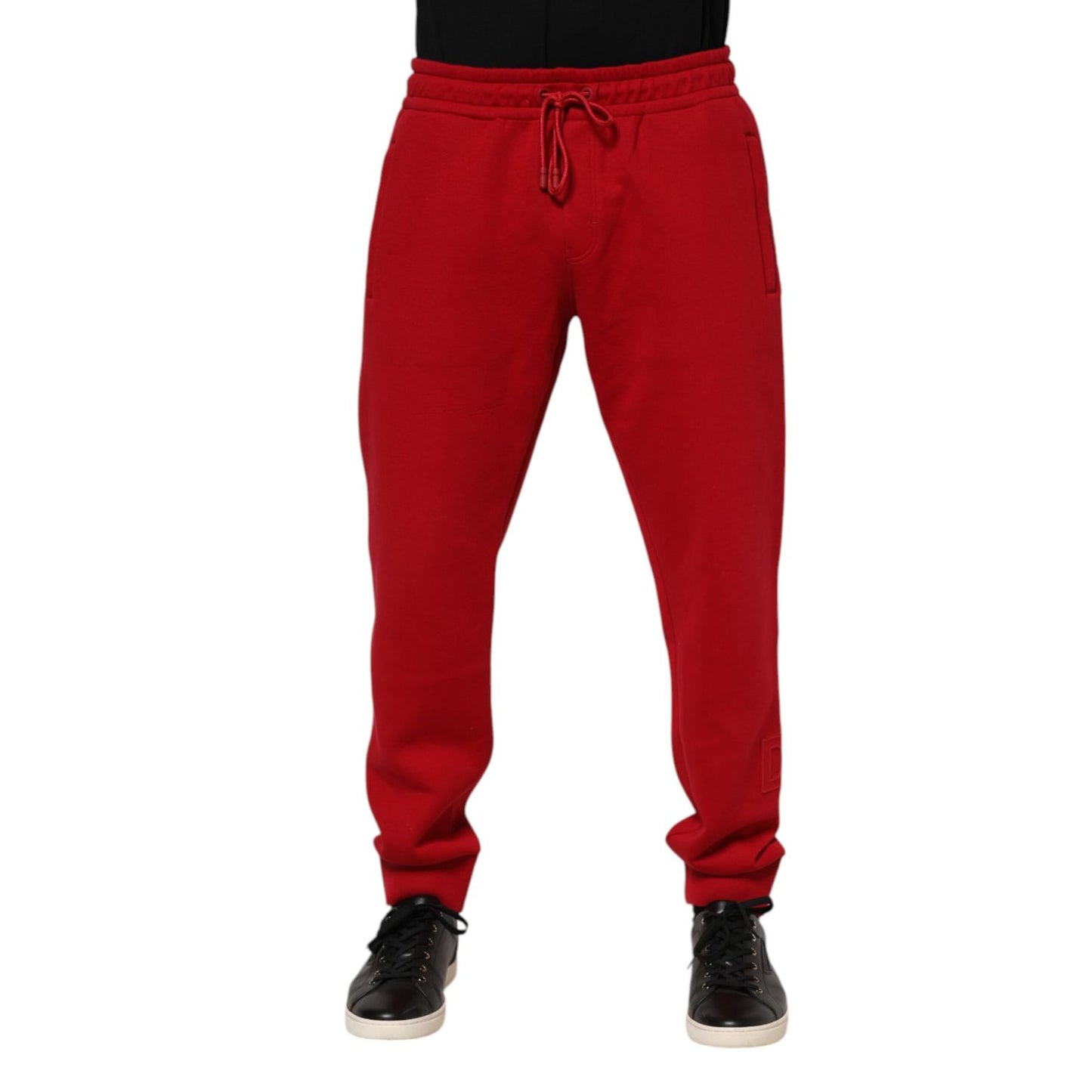 Dolce & Gabbana Red Cotton Logo Jogger Men Sweatpants Pants