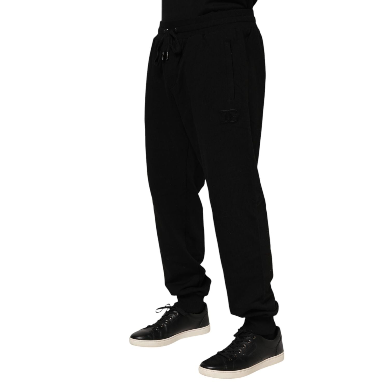 Dolce & Gabbana Black Cotton Logo Tape Men Jogger Pants