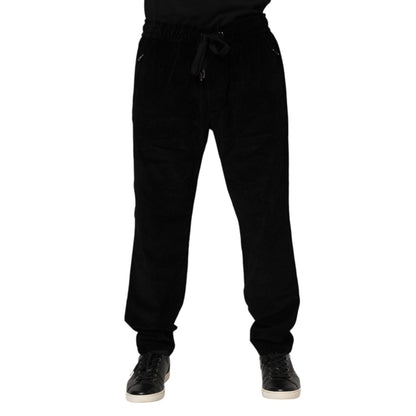 Dolce & Gabbana Black Cotton Men Jogger Sweatpants Pants