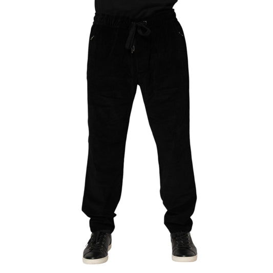 Dolce & Gabbana Black Cotton Men Jogger Sweatpants Pants