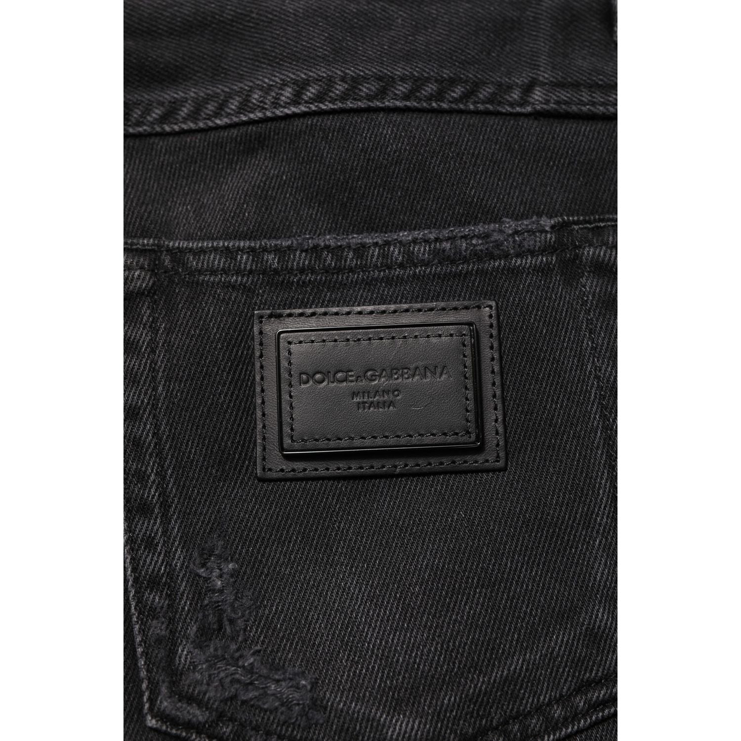 Dolce & Gabbana Black Cotton Logo Plaque Skinny Denim Jeans