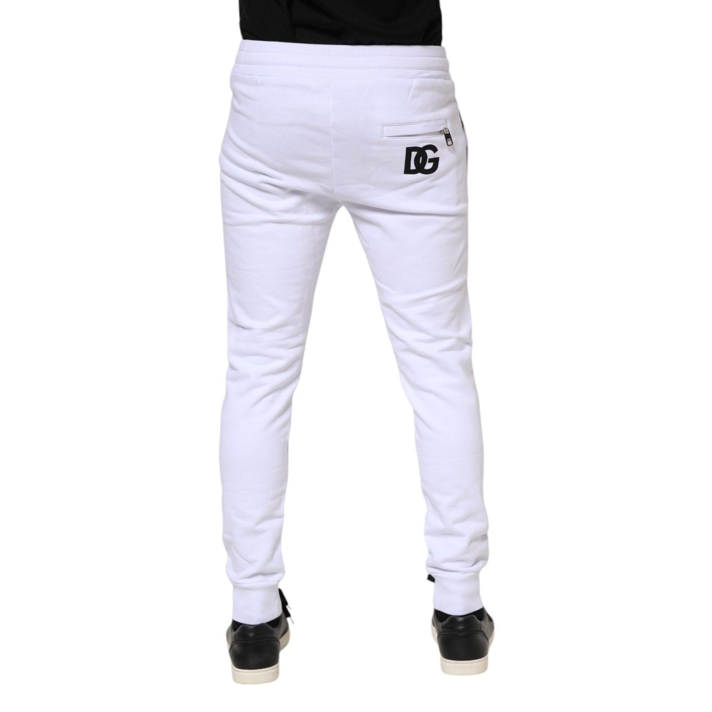 Dolce & Gabbana White Cotton Drawstring Jogger Pants