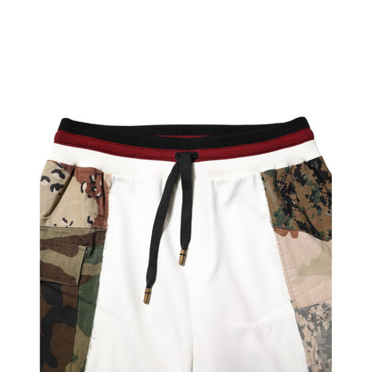 Dolce & Gabbana White Patchwork Mens Jogger Pants