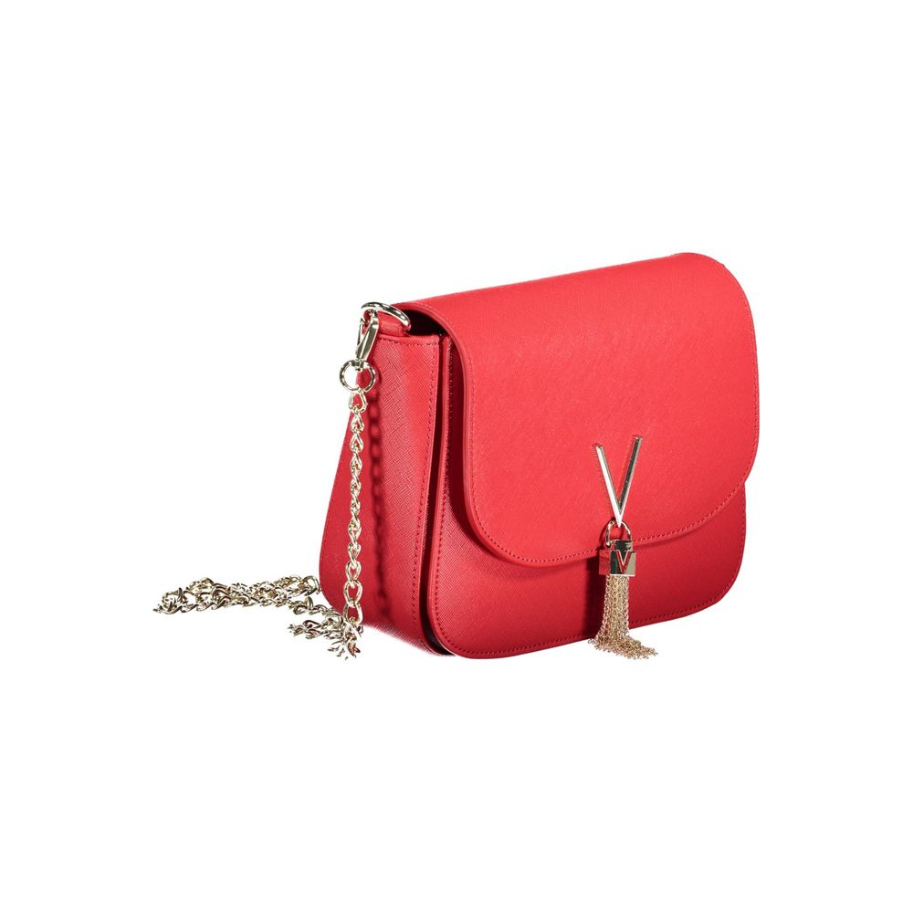 Mario Valentino Red Polyethylene Handbag with chain strap, external and internal pockets, logo detail, zip and magnet closure.