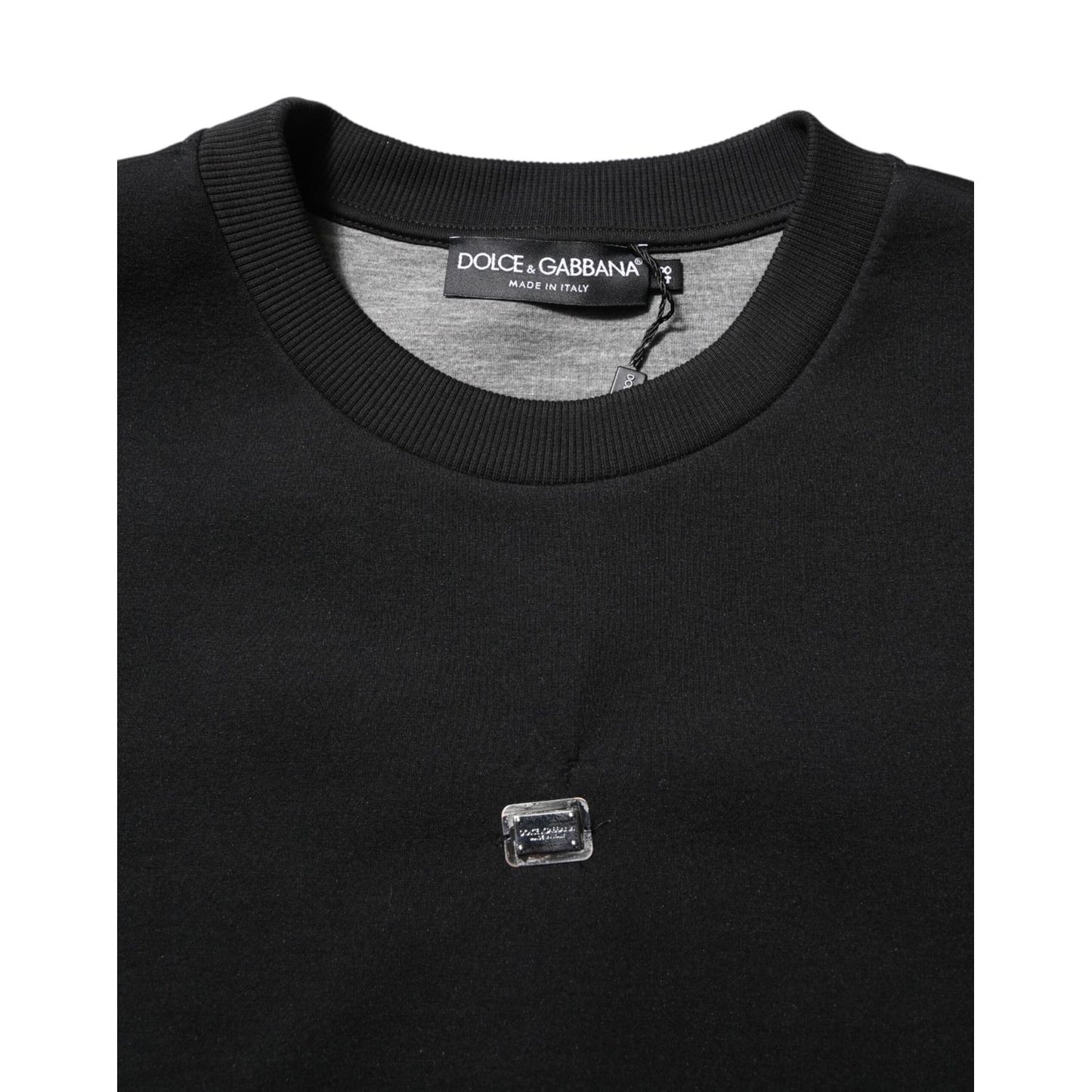 Dolce & Gabbana Black Modal DG Logo Plaque Pullover Sweater