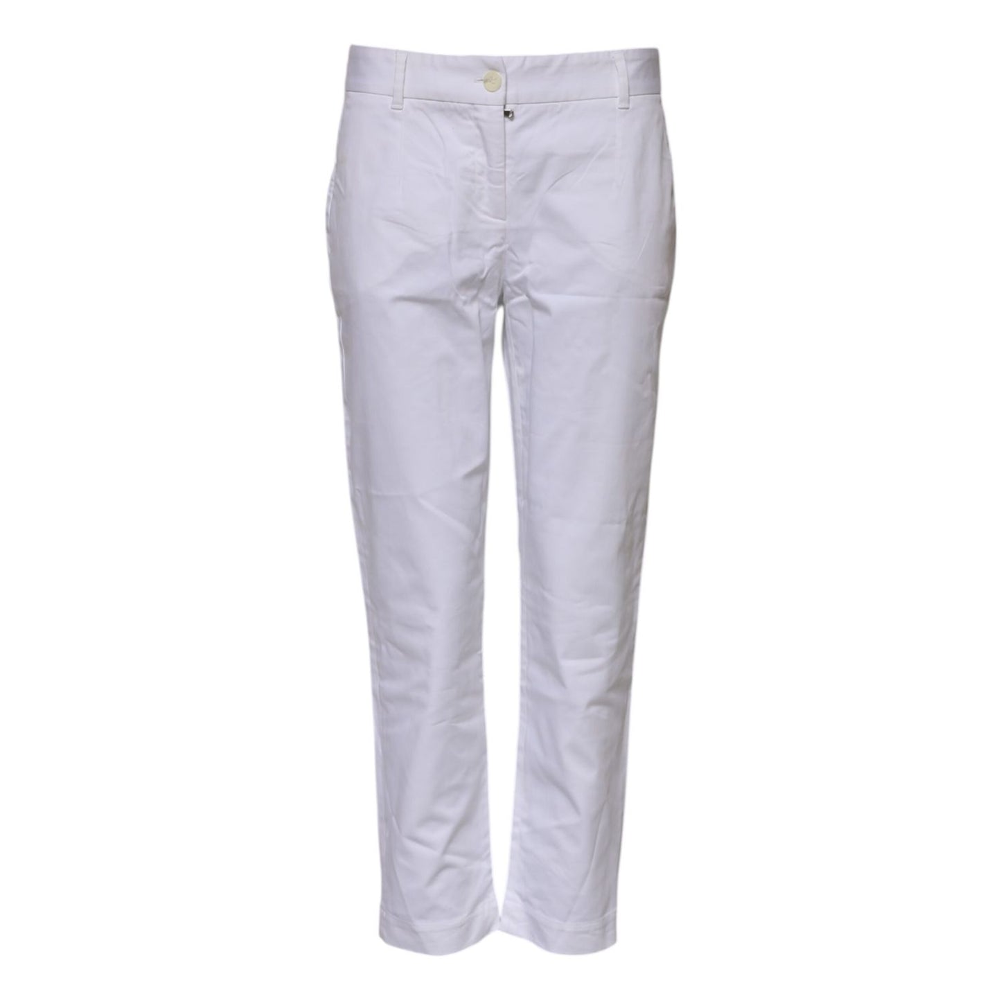 Dolce & Gabbana White Cotton Stretch Mid Waist Jeans